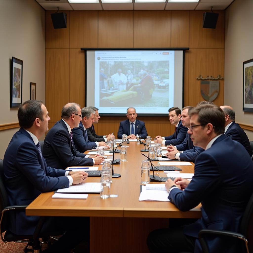 Government officials discussing climate change policies and regulations