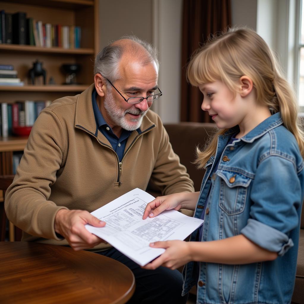 Elderly man teaching young person with patience and wisdom