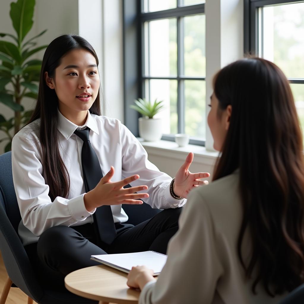 Student confidently answering IELTS speaking questions about challenging tasks