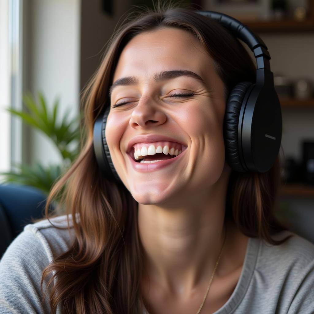 Person Experiencing Joy While Listening to Music