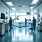 Advanced medical automation systems in modern hospital setting