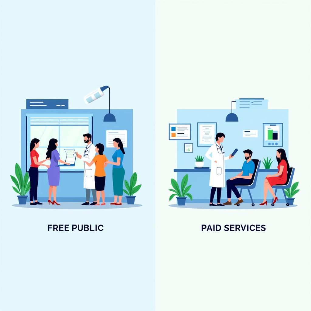 Healthcare debate showing public versus private healthcare systems