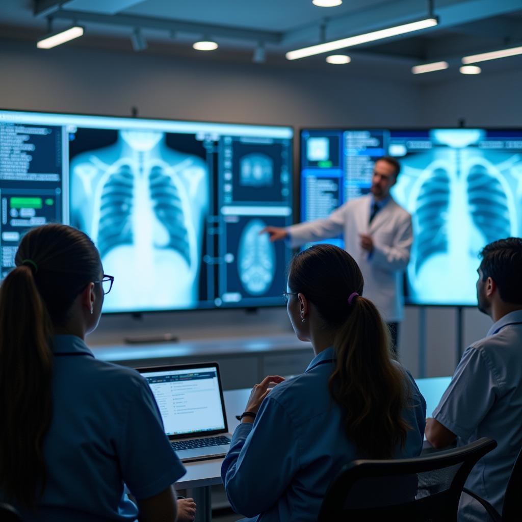 Medical professionals receiving training on AI healthcare systems