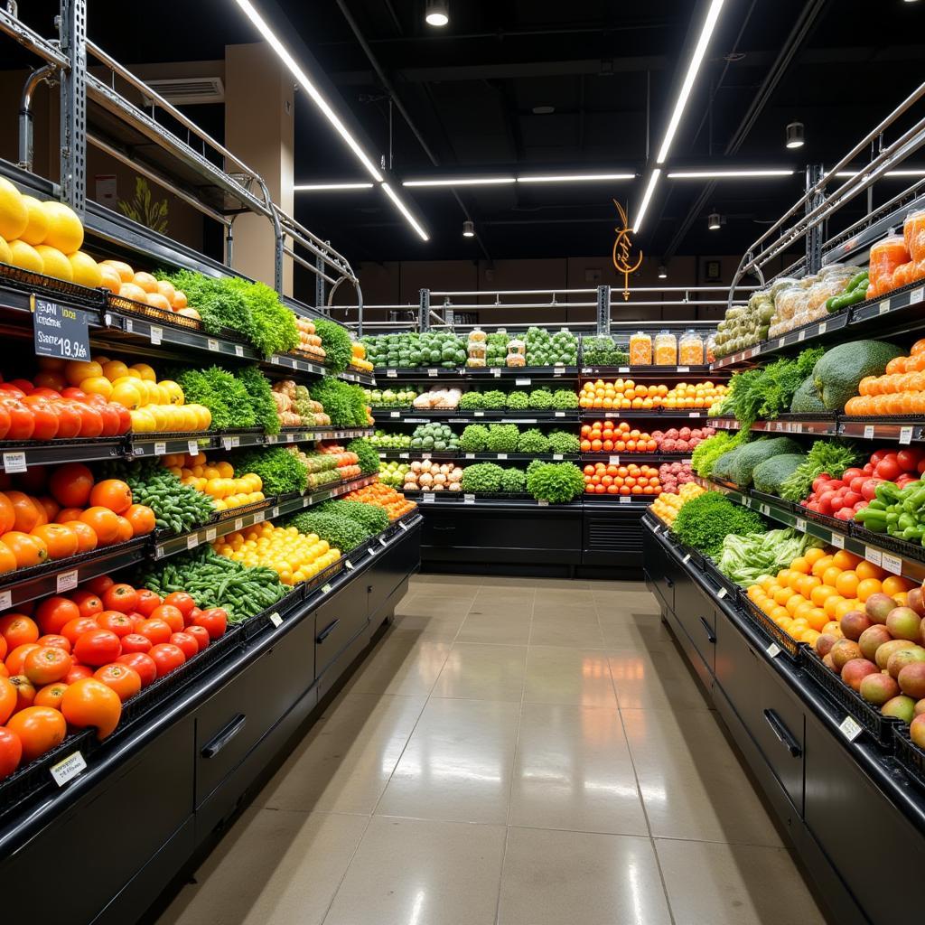 Fresh produce section in modern supermarket