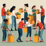 People helping others in daily life situations
