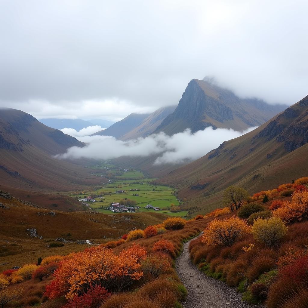 Spectacular view of Scottish Highlands during autumn hiking
