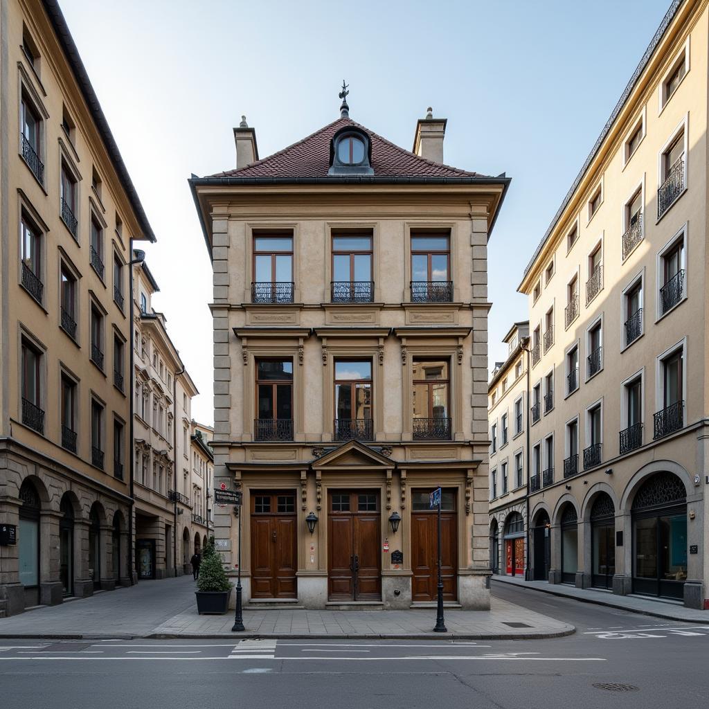 Historical building preserved in modern city center