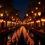 Colorful lanterns illuminating Hoi An ancient town at night