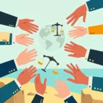 International intervention in human rights violations concept illustration