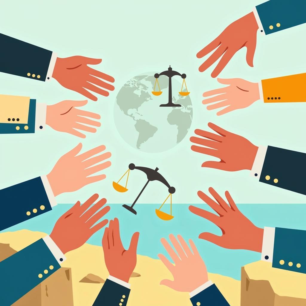 International intervention in human rights violations concept illustration