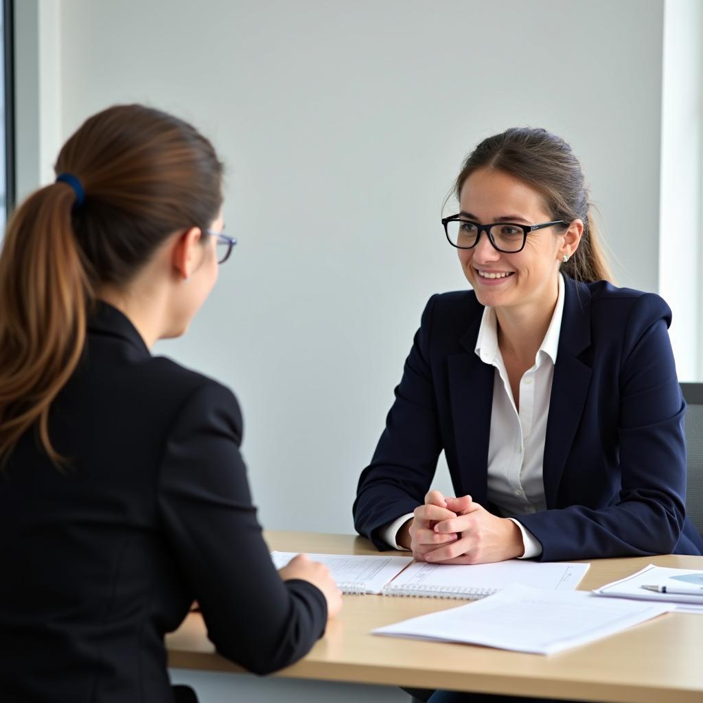 IELTS examiner conducting speaking test with candidate