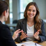 Expert IELTS examiner conducting speaking test with candidate