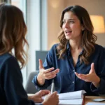 IELTS candidate delivering confident presentation during speaking test