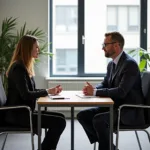 IELTS Speaking Test Environment with Examiner and Candidate