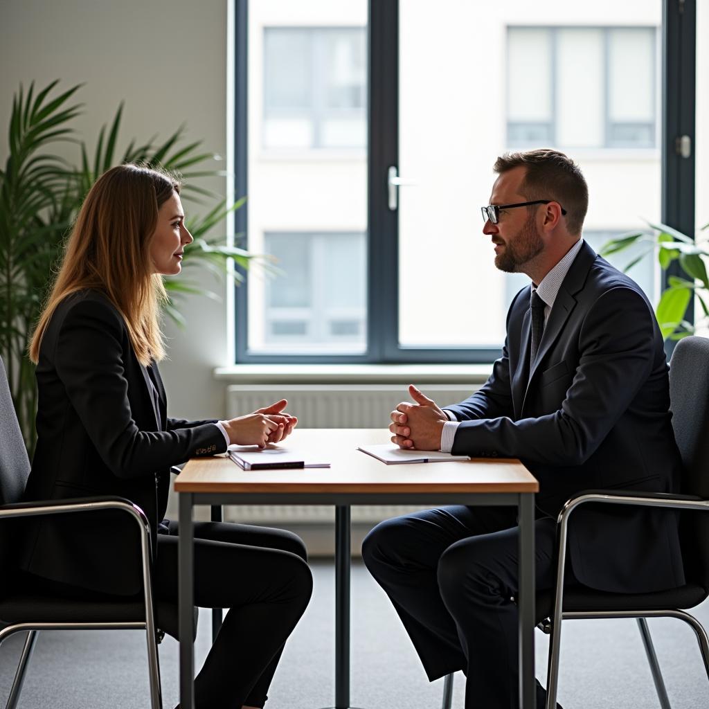 IELTS Speaking Test Environment with Examiner and Candidate