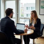 IELTS Speaking Examiner interviewing a candidate about technological innovations