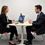IELTS Speaking Test Environment showing examiner and candidate interaction