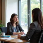 IELTS Speaking Test Environment with Examiner and Candidate