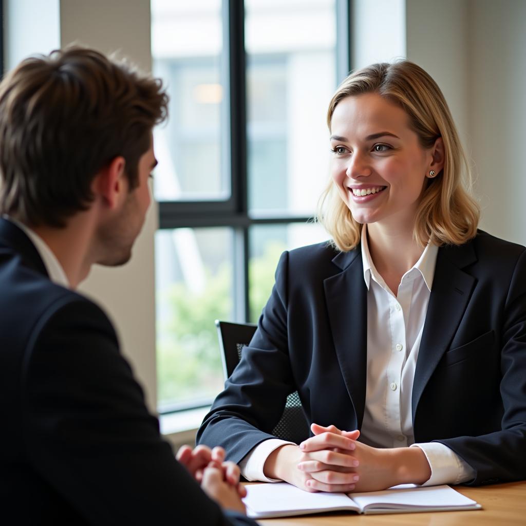 IELTS Speaking examiner and candidate discussing abstract topics