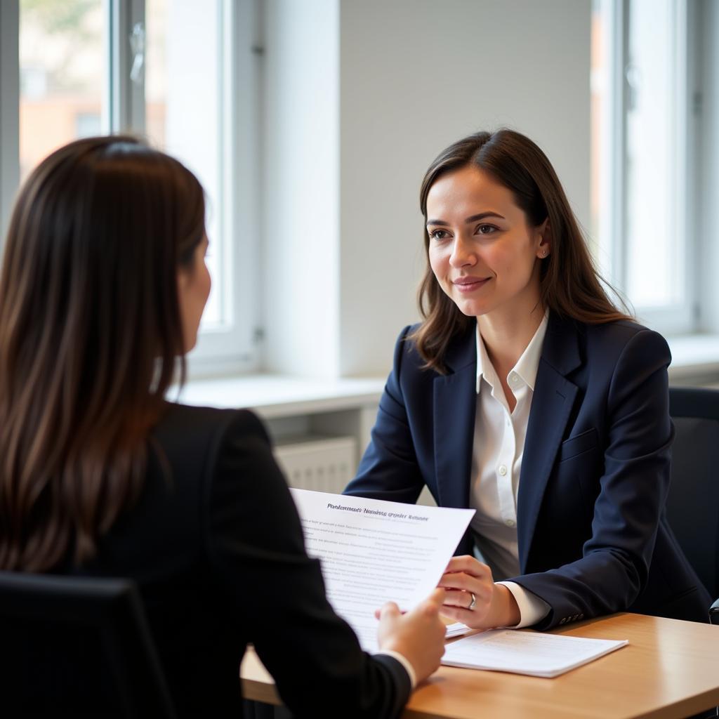 IELTS Speaking Examiner interviewing candidate during test