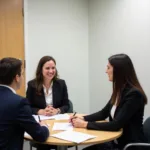 IELTS Speaking examiner interviewing a candidate