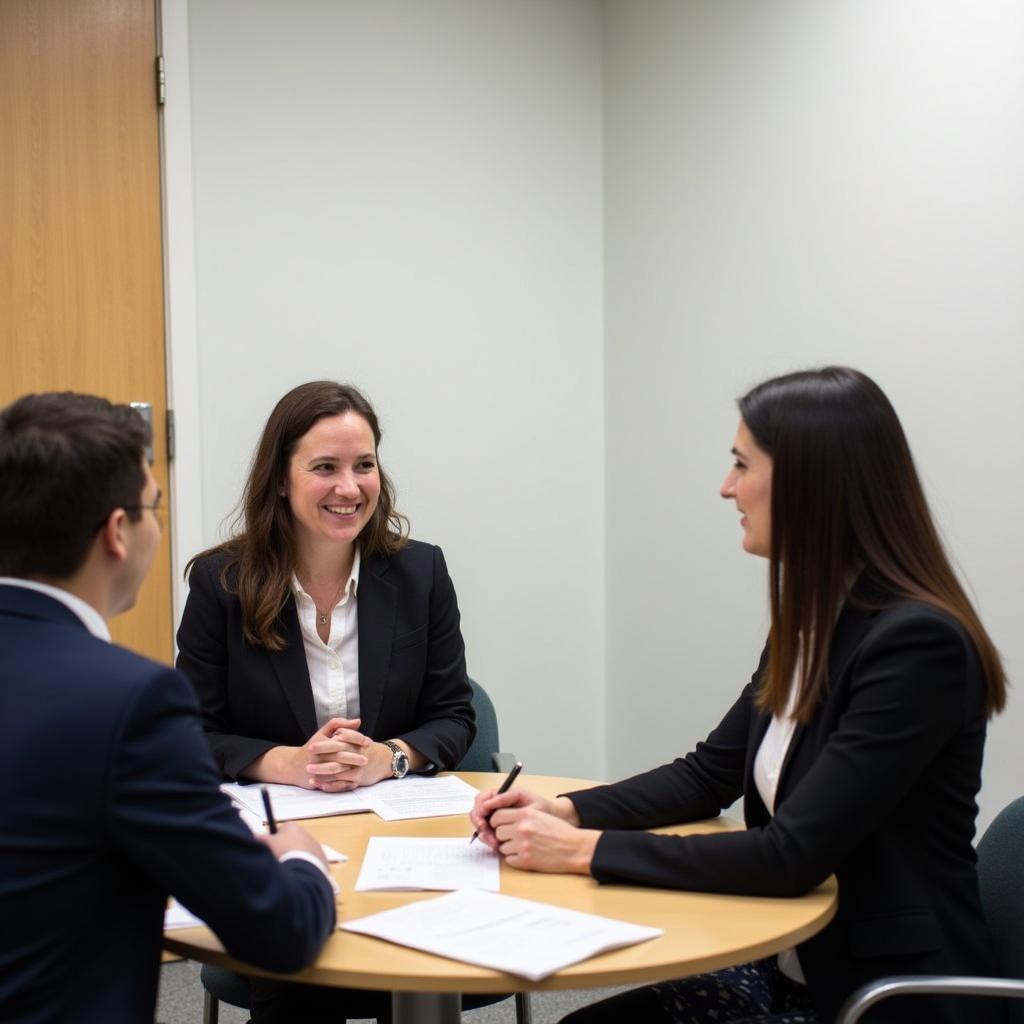 IELTS Speaking examiner interviewing a candidate