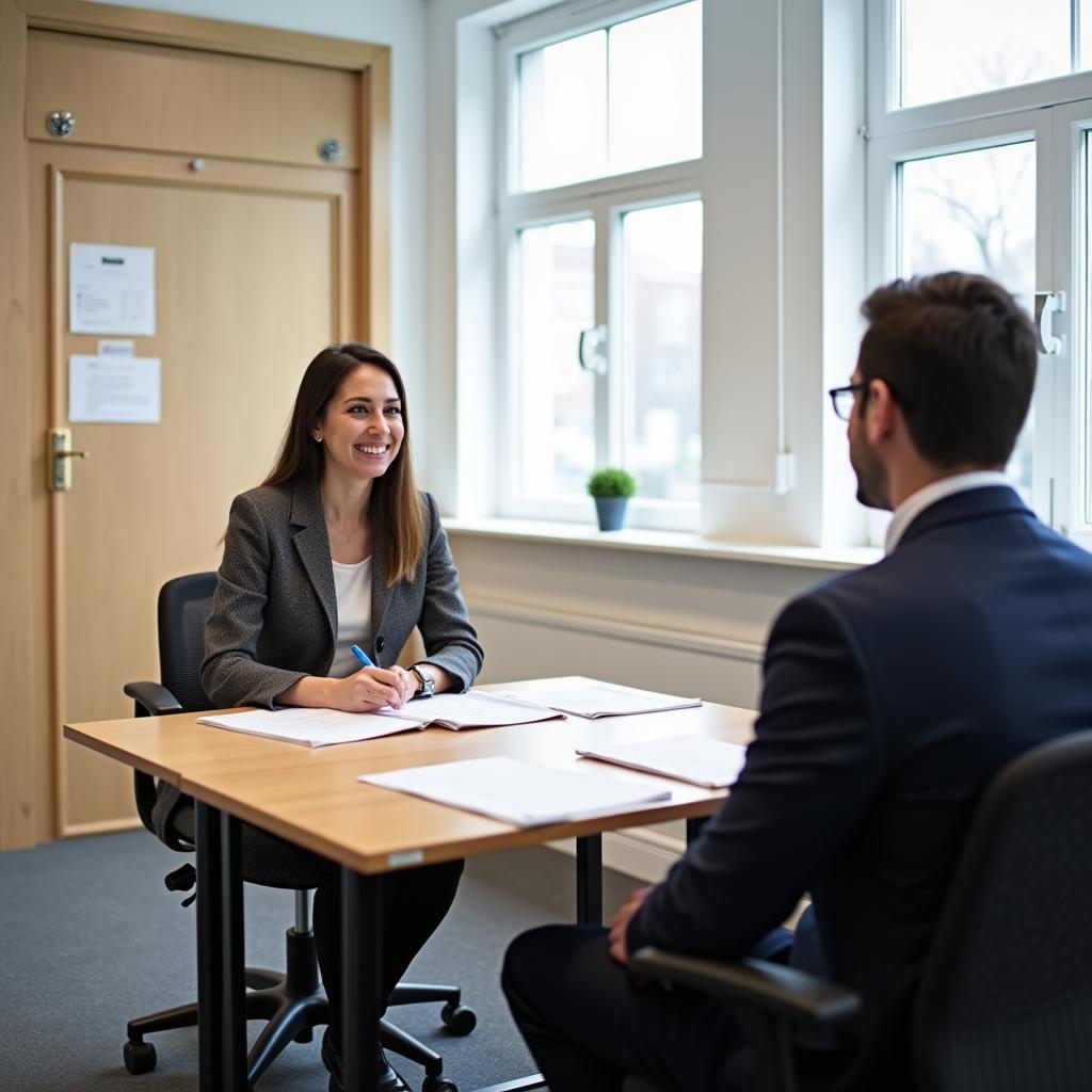 IELTS Speaking Test Environment with Examiner and Candidate