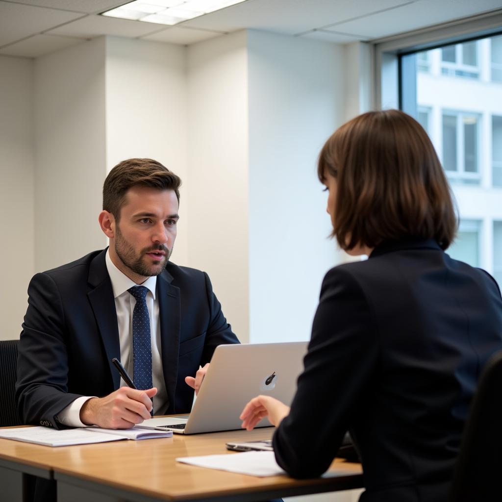 IELTS Speaking examiner conducting interview with candidate