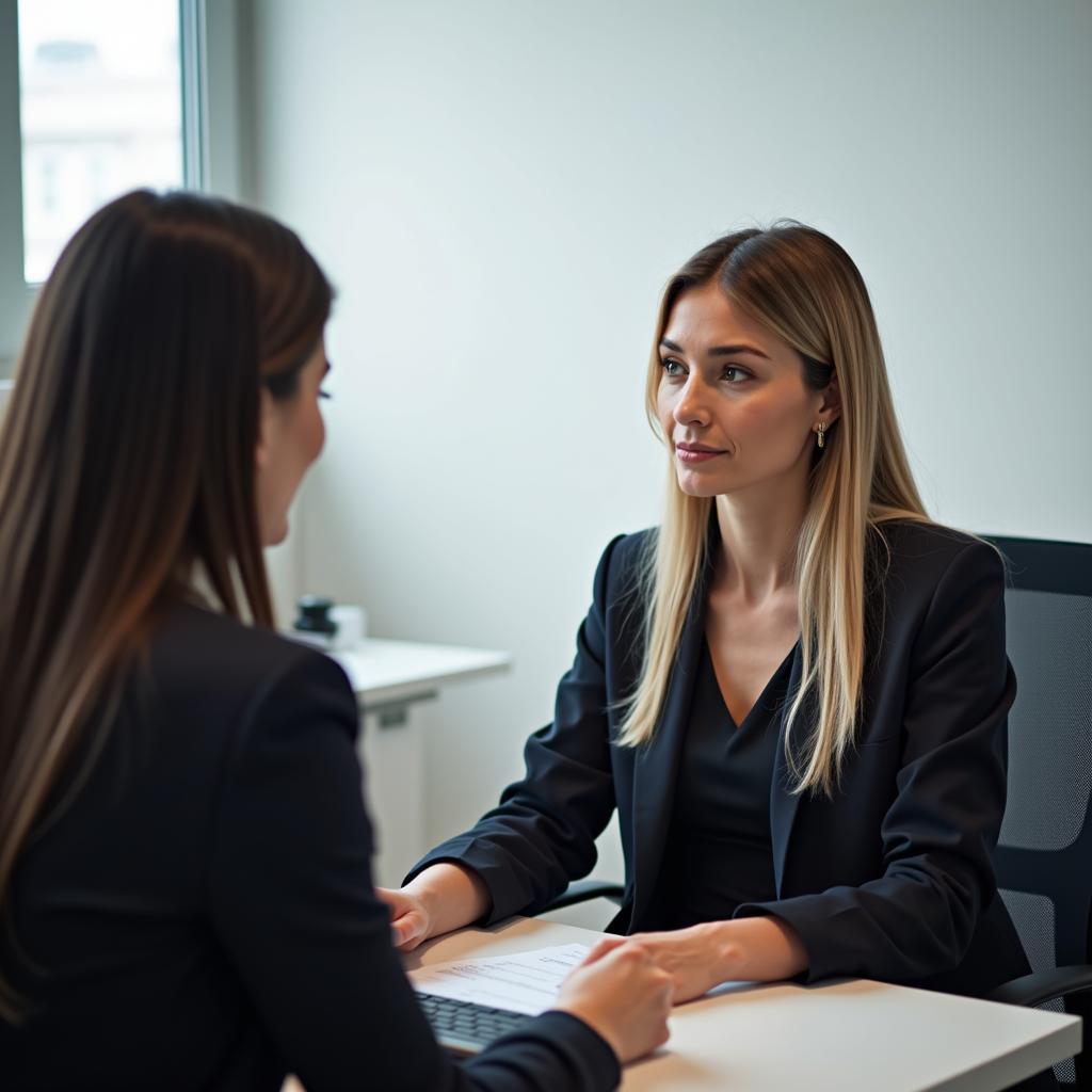 IELTS Speaking examiner conducting Part 1 interview