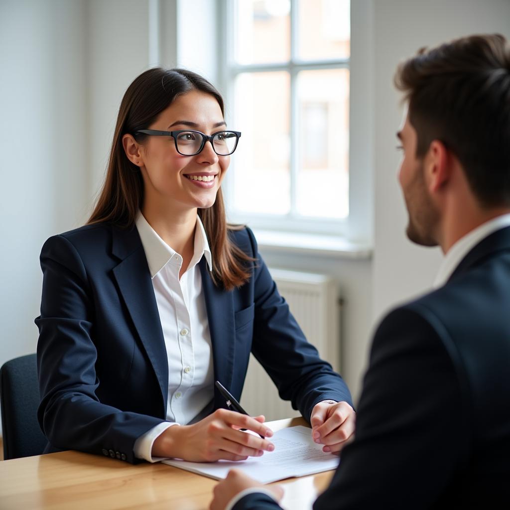IELTS Speaking examiner conducting interview with candidate