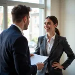 IELTS speaking examiner discussing history with candidate