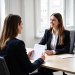 IELTS Speaking Test Environment with Examiner and Candidate
