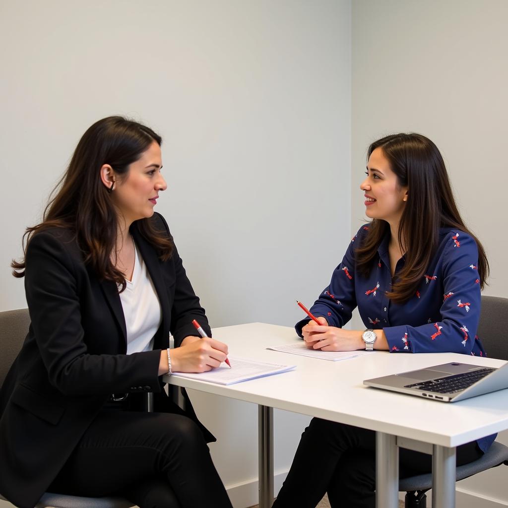IELTS Speaking Test Environment with Examiner and Candidate