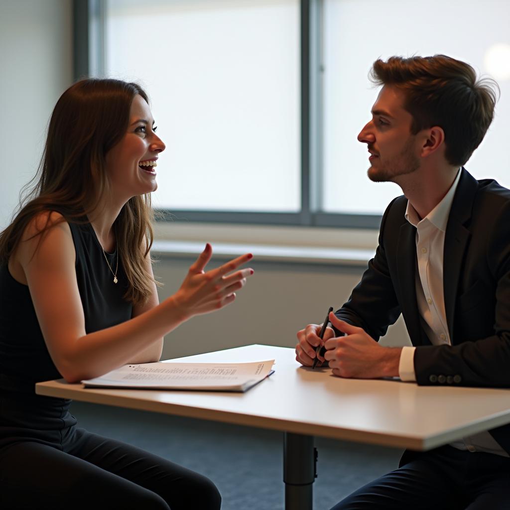 IELTS speaking examiner listening to candidate describe favorite song