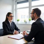 IELTS examiner interviewing candidate about dressing up