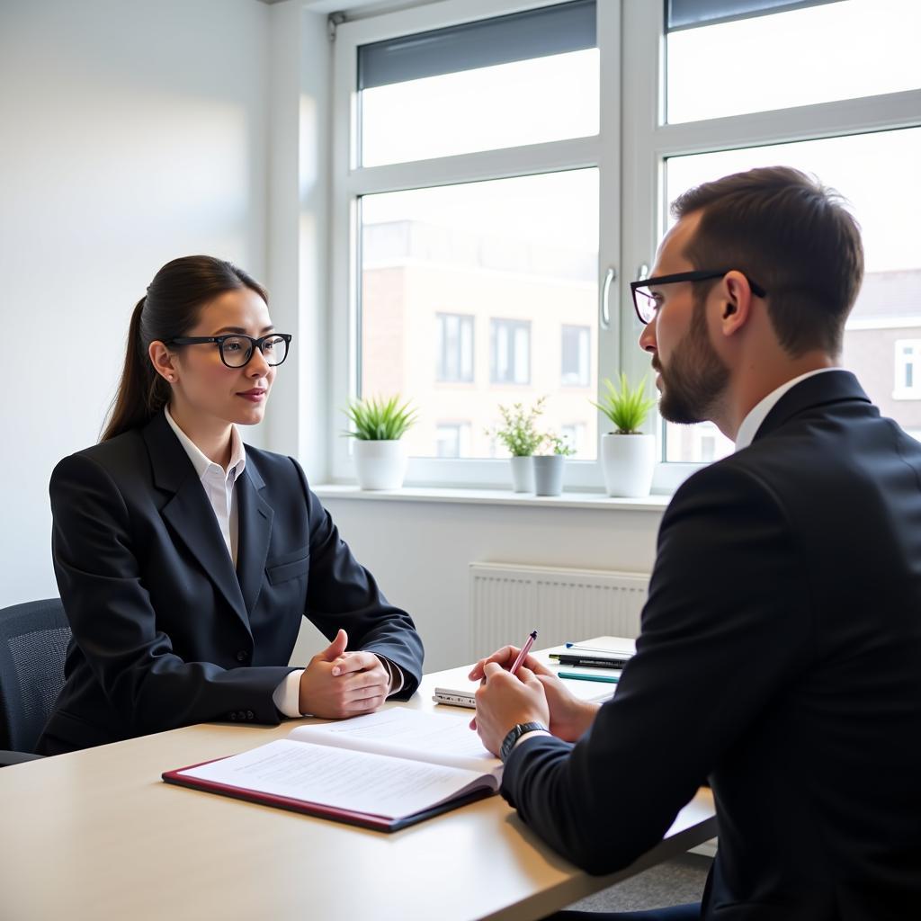 IELTS examiner interviewing candidate about dressing up