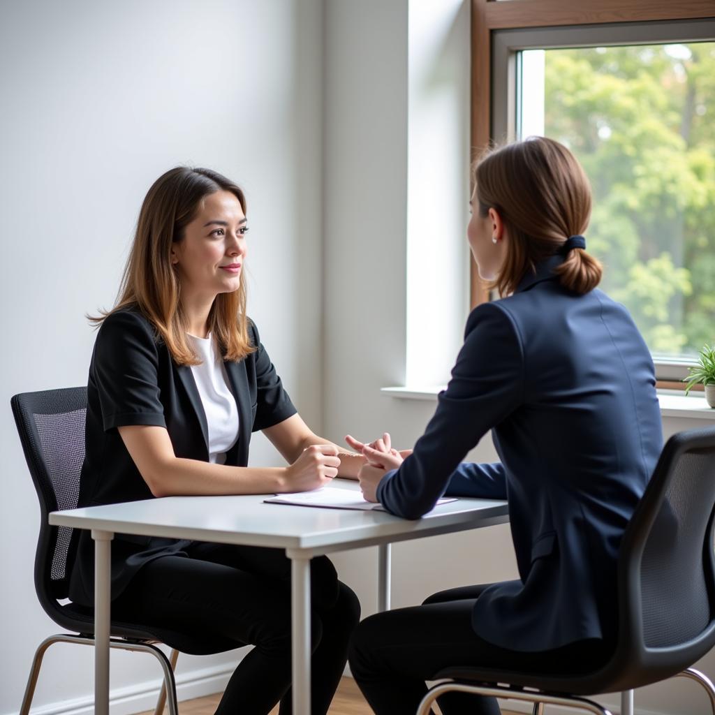 IELTS examiner asking introduction questions to candidate