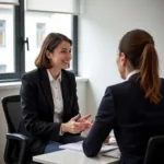 IELTS examiner conducting speaking test with candidate