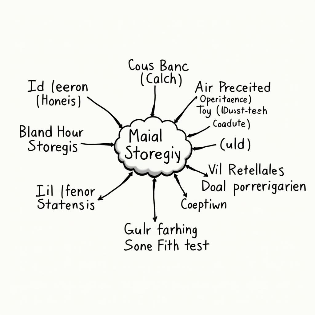 Mind map showing key IELTS speaking strategies and vocabulary