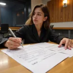 IELTS candidate preparing notes during speaking exam