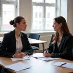 IELTS Speaking Test with examiner interviewing candidate