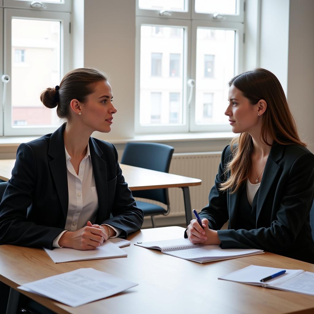 IELTS Speaking Test with examiner interviewing candidate