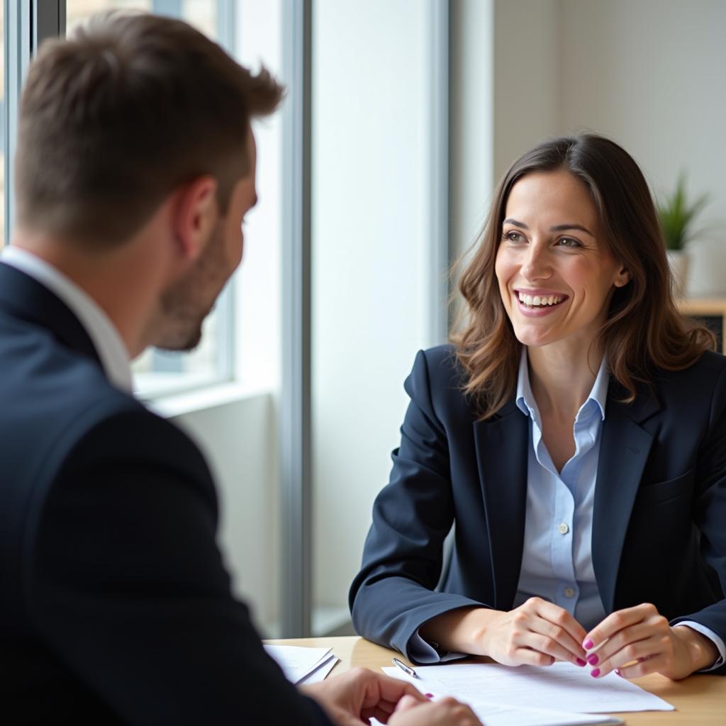 IELTS speaking test examiner interviewing candidate