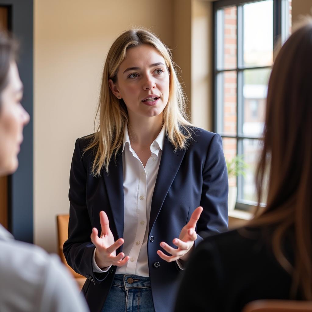 IELTS examiner providing feedback and tips for speaking test success