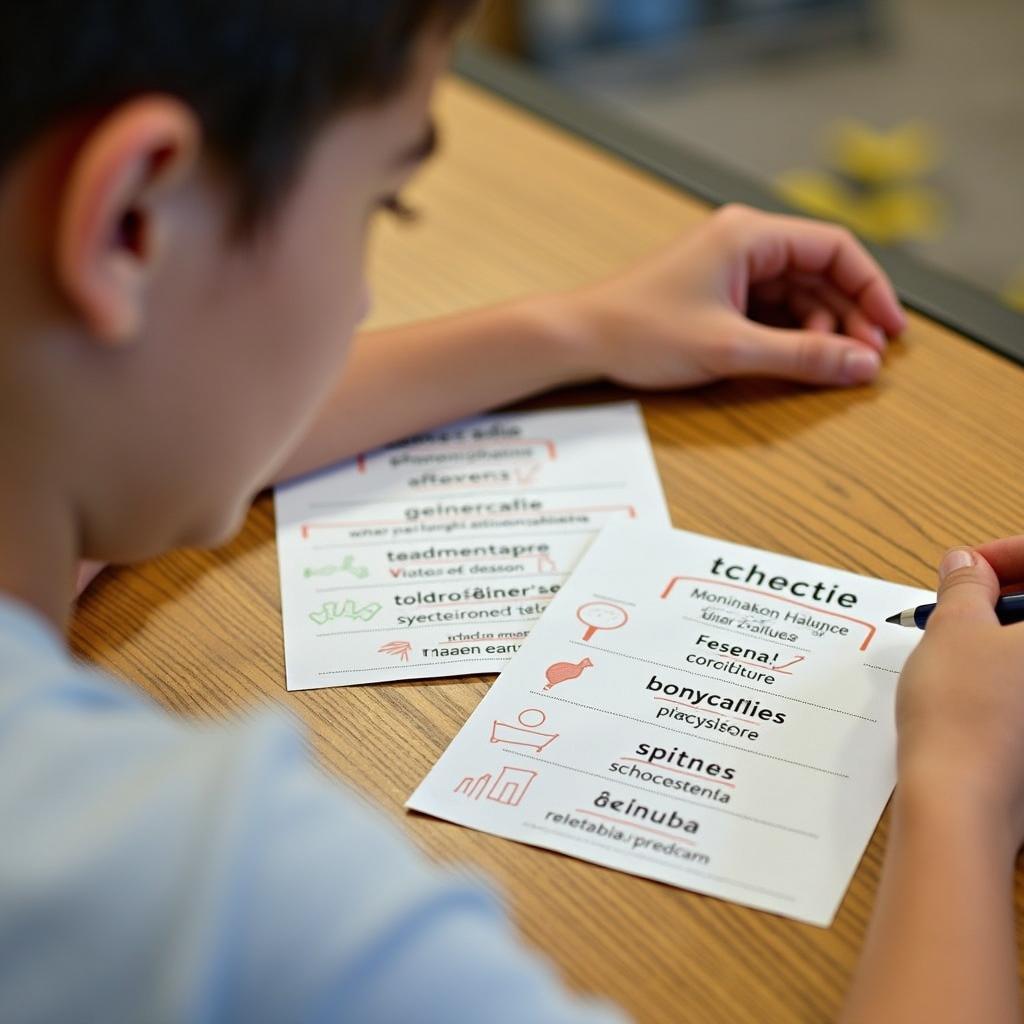 IELTS candidate practicing advanced vocabulary