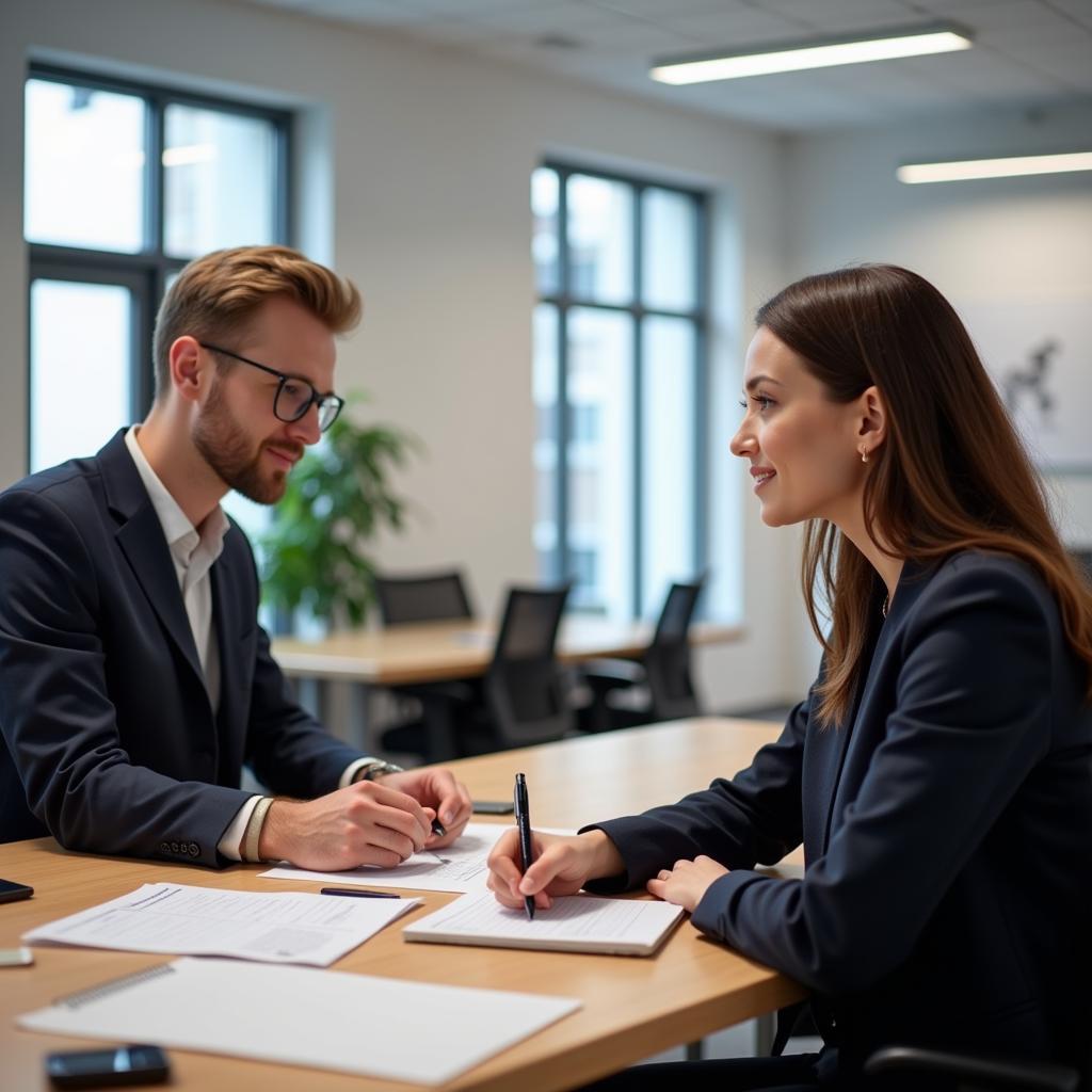 IELTS speaking examiner evaluating candidate's vocabulary usage