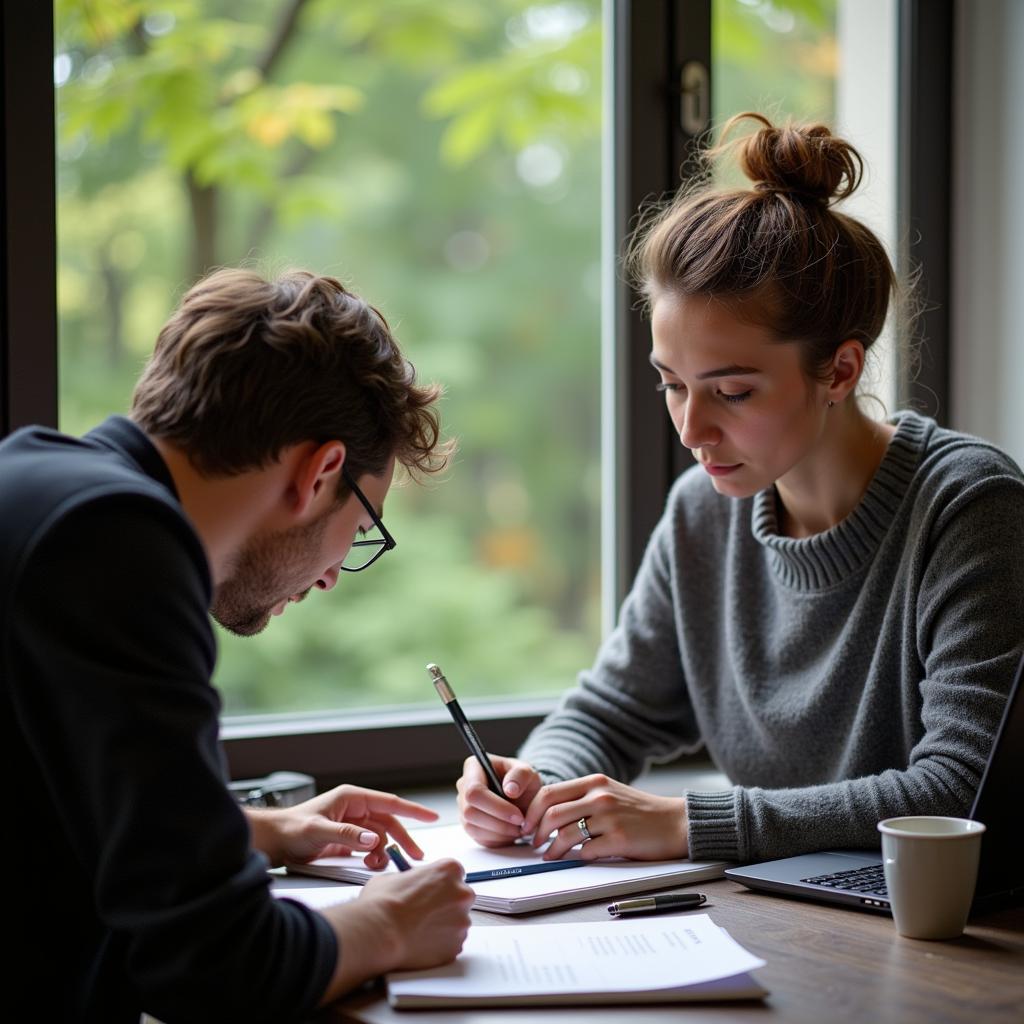 IELTS examiner evaluating candidate's vocabulary usage