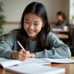 IELTS candidate preparing for speaking test about important decisions