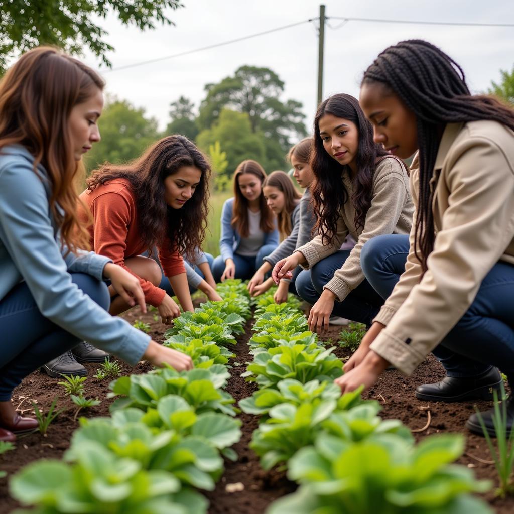 Individuals working together in community projects for social change