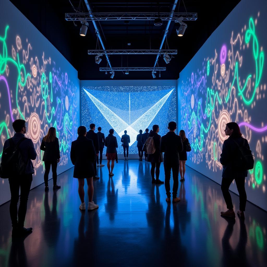 Interactive art installation with viewers engaging